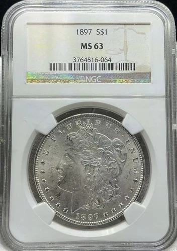 1897 $1 MORGAN SILVER DOLLAR KM# 110 NGC MS 63