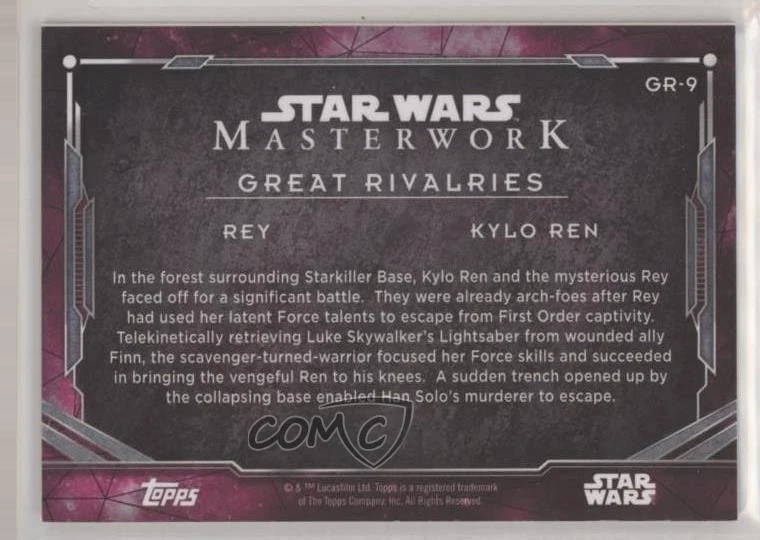 2016 Topps Star Wars Masterwork Great Rivalries Wood 8/50 Rey Kylo Ren #GR-9 - Image 2 of 3