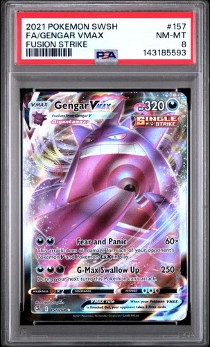 2021 POKEMON SWORD & SHIELD FUSION STRIKE #157 FULL ART/GENGAR VMAX PSA 8