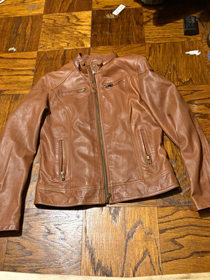 Vera Pelle Women s Genuine Leather Café Racer Jacket Made in Italy Brown