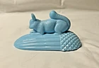 Vintage Blue Slag Milk Glass Squirrel On Acorn Lid Only to Dish Unmarked