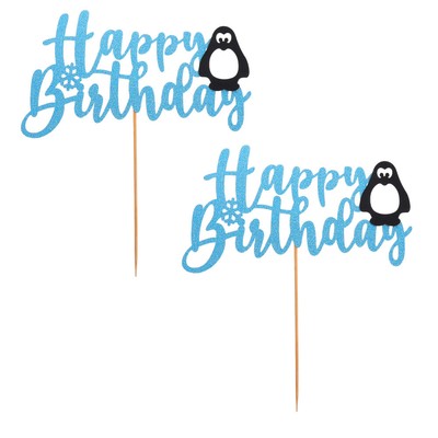 2 Stück Pinguin Tortenaufleger Weihnachten Schneeflocke Kuchen Pick Dessert Cupcake Topper