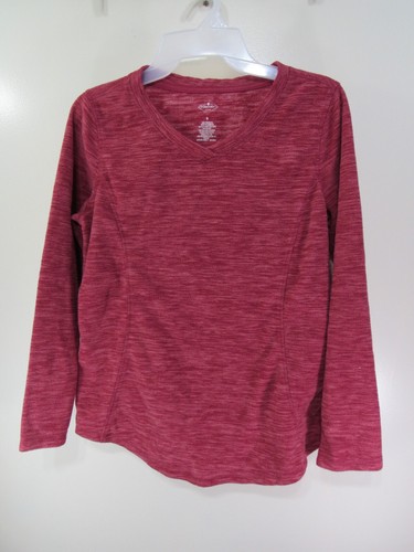 Womens St Johns Bay Fleece Top Size S Red Pull Over Long Sleeve