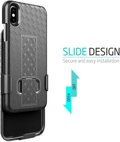 Funda para iPhone X / Xs, funda con clip para cinturón cubierta de armadura delgada + soporte incorporado - Imagen 3 de 6