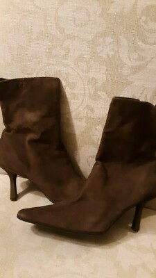 Nine West CADENCE Dark Brown Leather Suede Ankle Boots Size 10.5 M, Retail $99