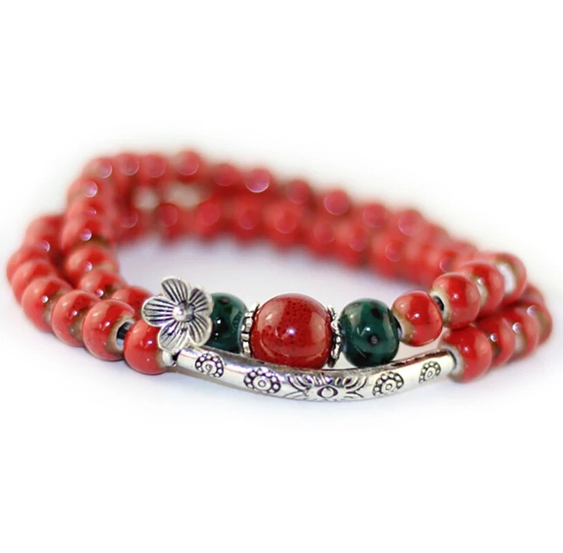 Pulseira de tornozelo feminina 3 cores flor em camadas envoltório frisado praia tornozeleira D617 - Imagem 4 de 4