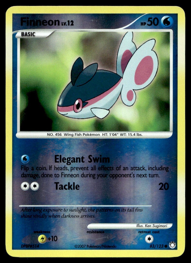 Finneon 83/123 Pokemon Card Mysterious Treasures Rev Holo Cmn 50 HP LP U20