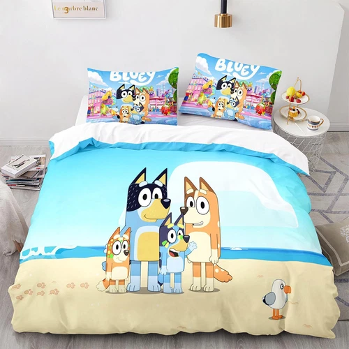 Bluey Funda Nórdica Caricatura 200x200 Funda de Almohada 80x80CM Juego de Ropa de Cama Infantil DE - Imagen 15 de 27