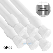 6Pcs White Tension Rod Spring Curtain Rods 16 to 45 Inch Expandable Curtain Rod