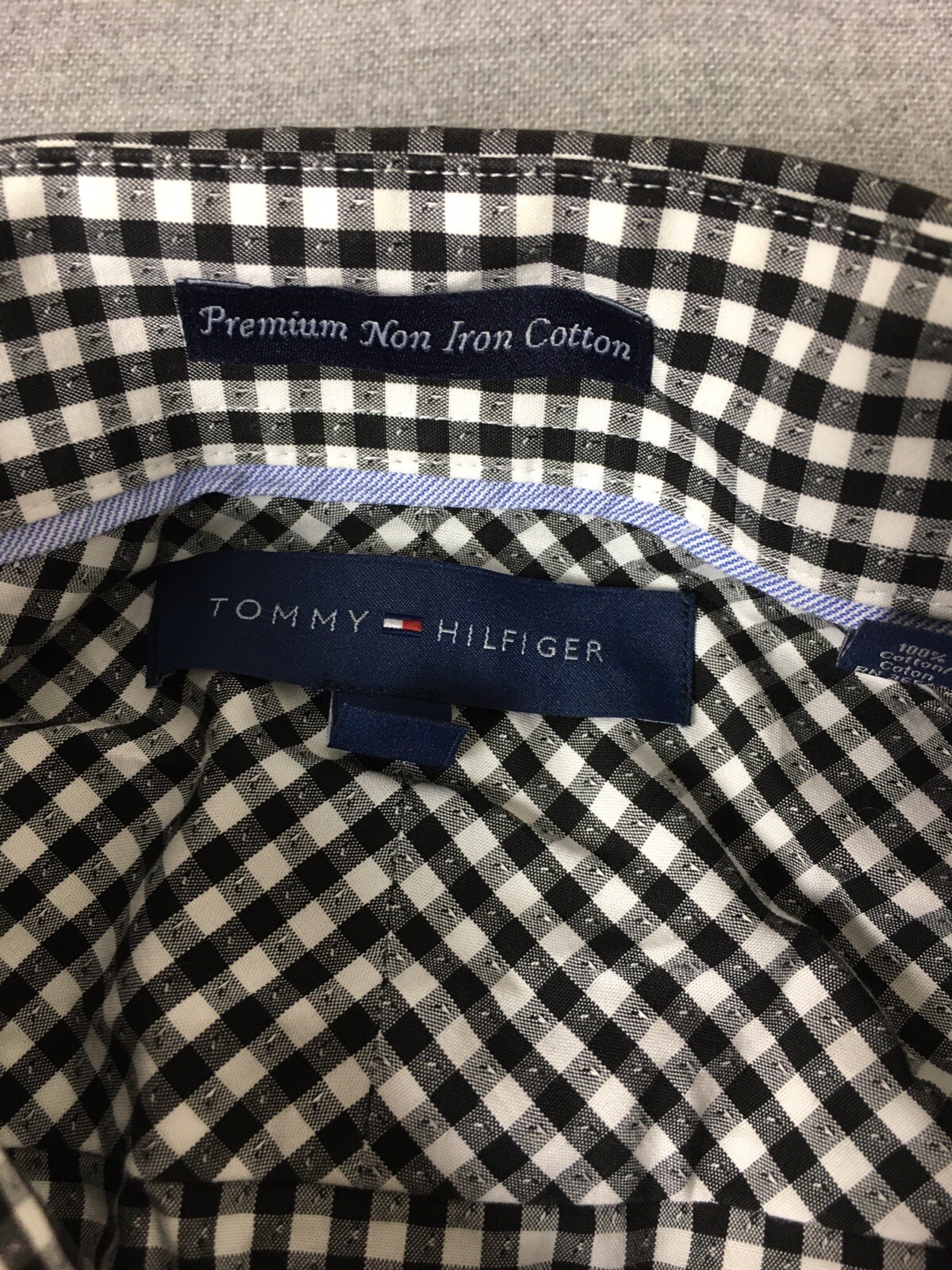 Tommy Hilfiger Shirt Mens 15.5 ( 34-35) Gray Plaid Long Sleeve  Button Down thumbnail 5