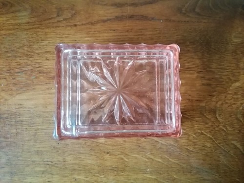Elegante Art Deco Rosalin Glas Deckeldose Dose Kosmetik rosa geschliffen 8x11 cm - 第 2/3 張圖片