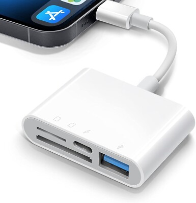 4 in 1 Micro SD/SD Card Reader for iPhone iPad Adapter with Charging Port