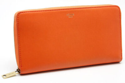 ○Celine Zip Around Long Wallet Orange 74273 | eBay