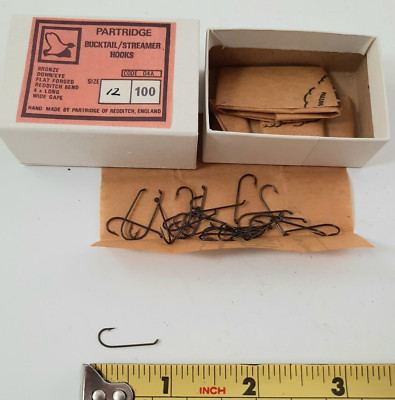 100 Partridge Hooks D4A Size 12 Streamer Bucktail 4X Long Wide Gape Fly Tying