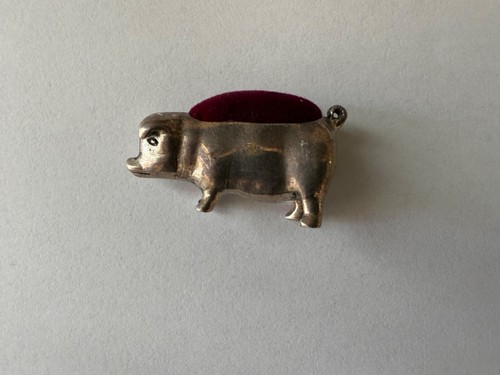 Victorian Style Sterling Silver Pig Pin Cushion 40 mm. - Picture 6 of 7