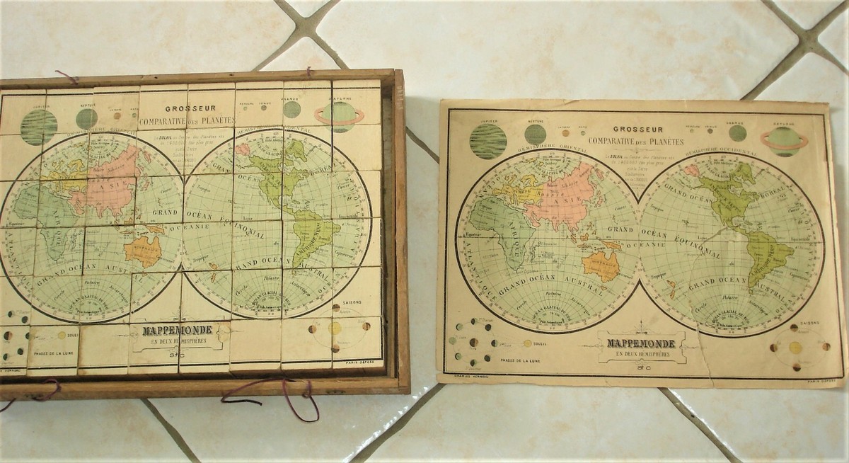Jeu De Cubes Puzzle Atlas Géographique Simonin Cuny - Ancien Et Rare