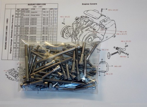 Suzuki GSX1100 1980-83 engine covers, cam box 68x Stainless allen bolt screw kit - Picture 2 of 6
