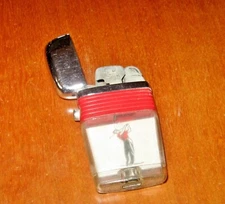 Golf Scripto VU Lighter Red Band Golfer Swing Lighter Vintage USA Made Canada