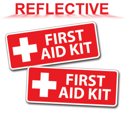 Reflective RED First Aid Kit Sticker Safety 1st Decal Emergency 911 ...