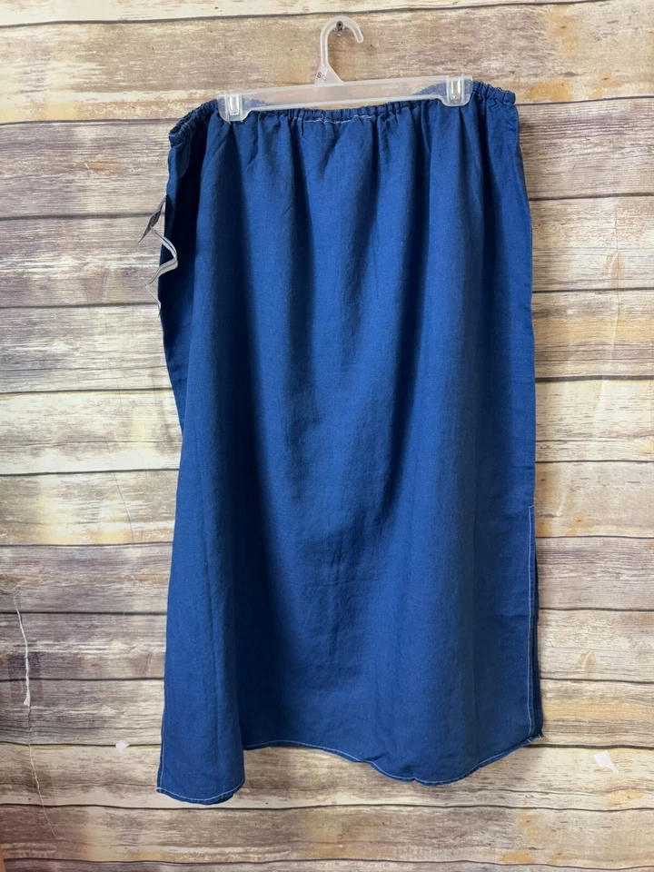 Conjunto de Camisa e Calça Denim & Co Mescla de Linho 2X Azul Tingido Índigo Novo com etiquetas - Imagem 3 de 4