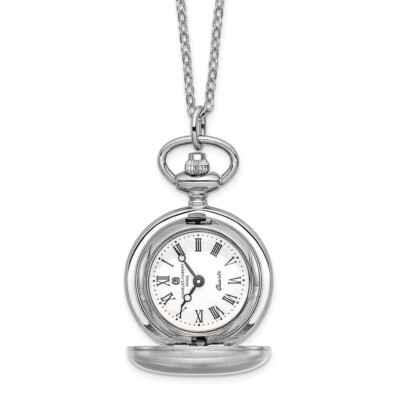 28'' Ladies Charles Hubert Satin Chrome Finish Brass Pendant Watch Necklace