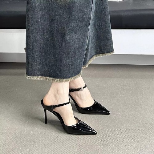 Éscarpins Chaussures Femme Talon Stiletto Noir Élégant 11 CM Cuir
