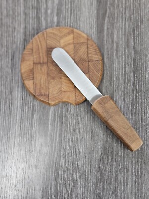 Vintage Dansk Teak Wood Cheese Cutting Board W/ Built In Knife