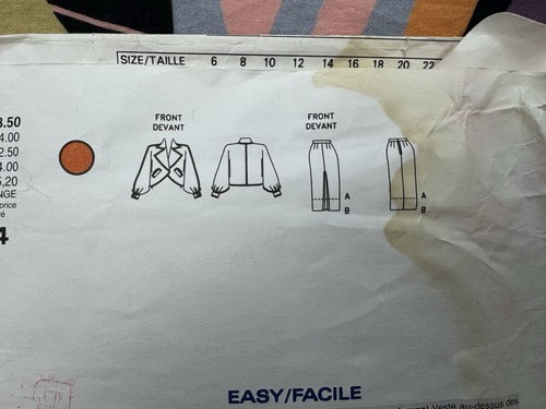 Vogue Sewing Pattern 1234 Curved Jacket and Skirt by Bill Blass Size 8 10 12 FF - Picture 3 of 4