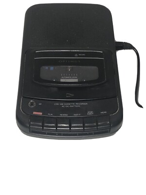 Optimus CTR-108 Portable Cassette Recorder AC/DC Auto Stop Microphone Tested