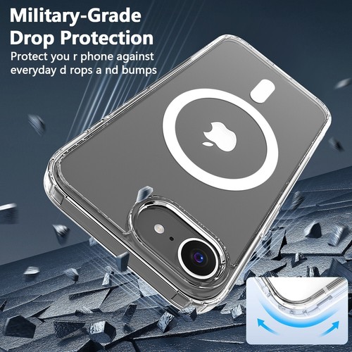 For iPhone 16e MagSafe Magnetic Case Clear Shockproof Slim Back Protective Cover - Picture 5 of 10