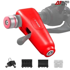 Motorcycle Handlebar Red Security Alarm Lock Bar Grip Brake Lever Anti-theft