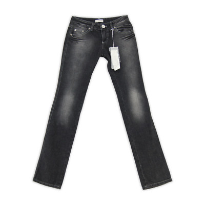 Divina Jeans Gr. 34 Damen Schwarz Blumen Freizeit Baumwolle Straight Hose Casual