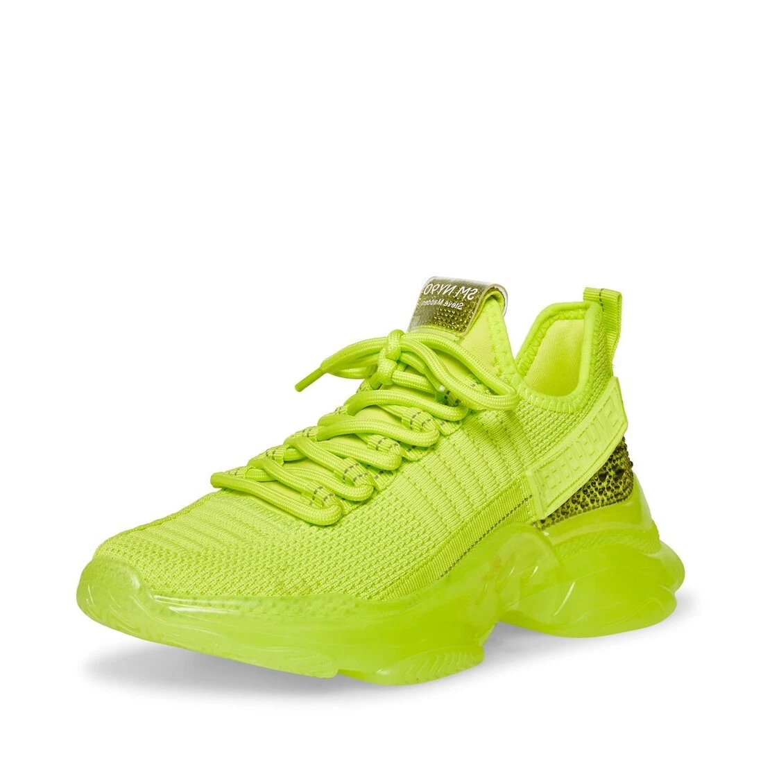 Steve Madden MAXIMA Lace Up Sneakers Neon Yellow Boyfriend Chunky