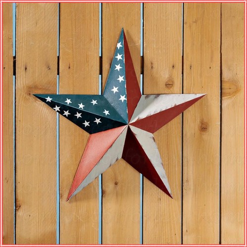 Large Patriotic Metal Barn Star Flag July 4th Indoor Outdoor Wall Art Décor 18" - 第 3/5 張圖片