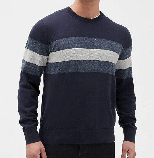 Gap Mens Sz MEDIUM Chest Stripe Crew Neck Sweater - Navy 5390₽