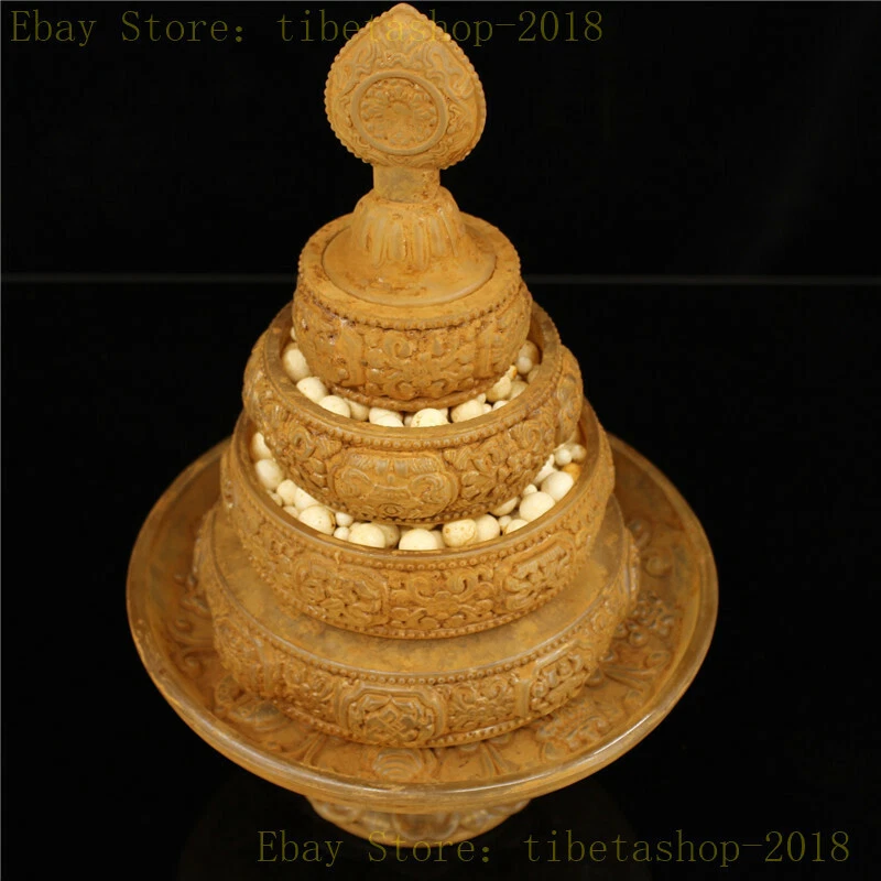 11.81" Tibet coloured glaze Hand carving CHATTRA pattern Manza Manda Tray Plate - Image 4 of 4