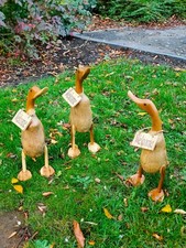 Wooden Bamboo Duck 40cm tall large handmade figurine outdoor +Free Welcome sign