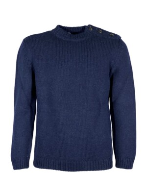 Molo Eleven Men's Heavy Blue Crew Neck Sweater Hamilton F0039 Made In Italy