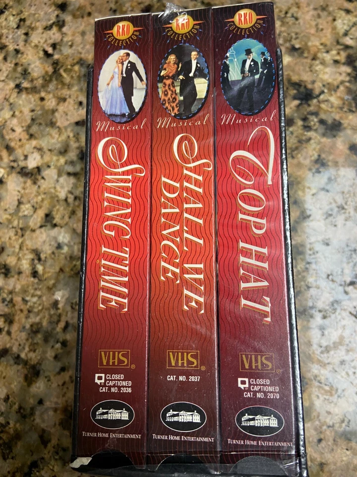 Astaire & Rogers Top Hat Shall We Dance Swing Time SEALED VHS 3 Tapes Box Set  - Image 2 of 4