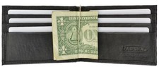 Men's Genuine Leather Bifold Black Money Clip Wallet ID Credit Card Holder New