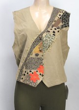 Vintage City Girl By Nancy Bolen Vest Crepe Texture Animal Print Olive Size L