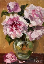 Blooming Flowers Wildflower Painting Original Peonies Floral Oil Impasto Art