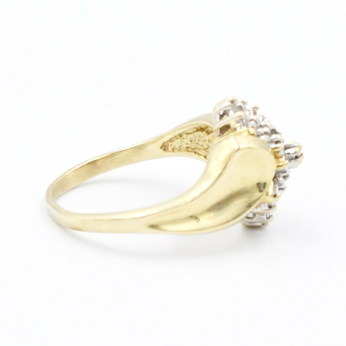 10k Yellow Gold Estate Diamond Cluster Gemstone Ring Size 6.75 - Picture 2 of 4