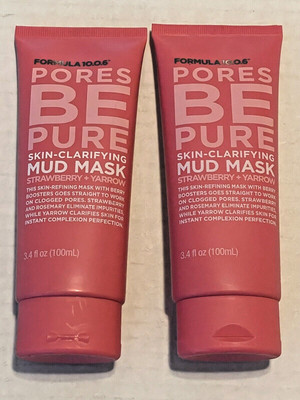 Pores Be Pure Skin Clarifying Mud Mask By Formula 10.0.6 Lot of 2 - 3.4 Fl Oz Ea