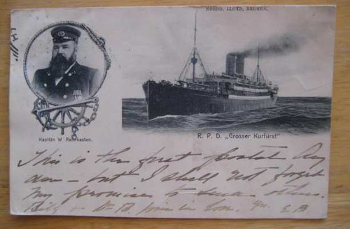 GROSSER-KURFURST-North-German-Lloyd-VERY-RARE-1904-Card-with-PHOTO-OF-CAPTAIN