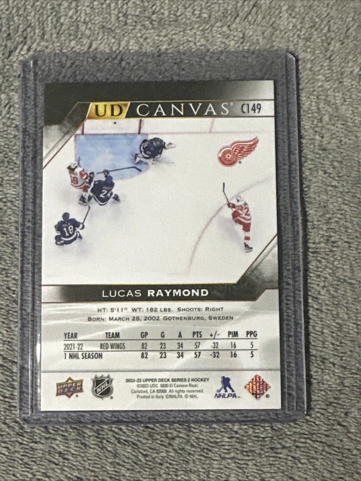 Lucas Raymond Variation, 2022-23 Upper Deck UD Canvas #C149 Black & White - Image 2 of 2