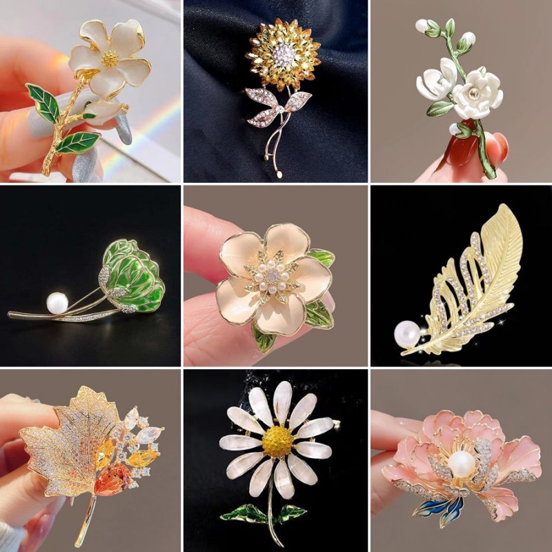 Fashion Crystal Pearl Peony Camellia Flower Brooch Pin Women Wedding Jewelry New