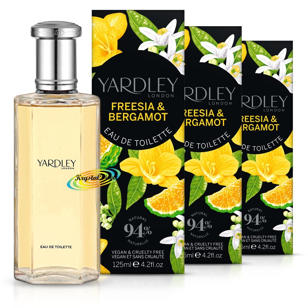 3x Yardley London Freesia & Bergamot Eau De Toilette 125ml