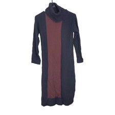 Kuit Kuit Cowl Neck Sweater Dress Navy Red Colorblock Womens XS See-Through