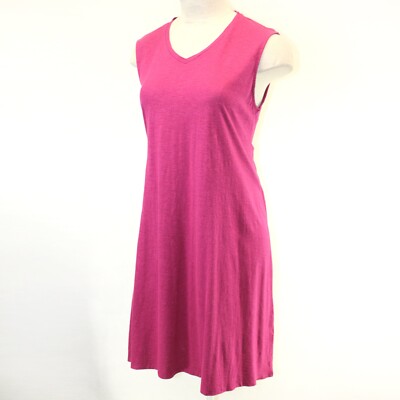 Eileen Fisher Plus Size Sweet Plum Cotton V-Neck Sleeveless Dress 1X